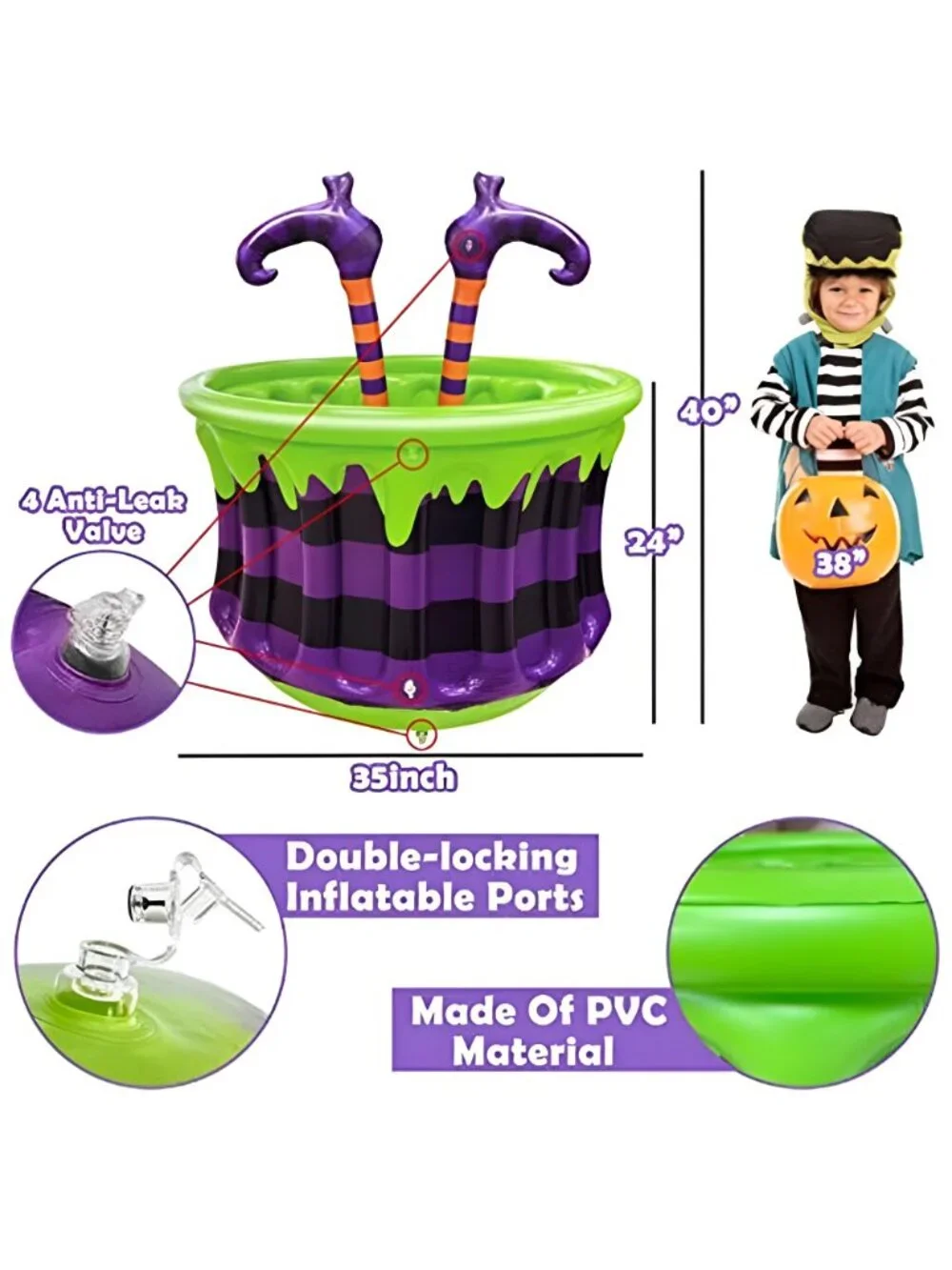 Large Halloween Inflatable Witch Cauldron Cooler Halloween Party Decoration